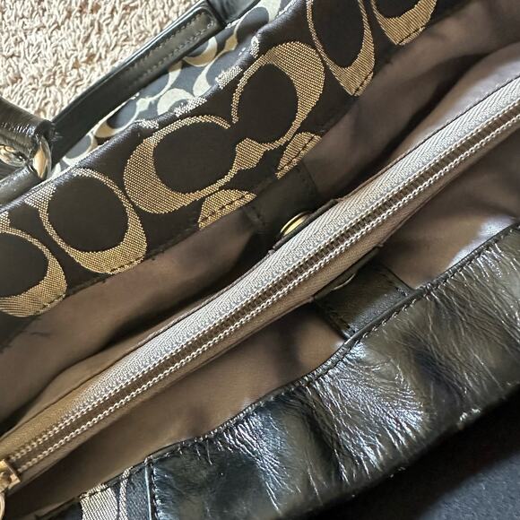 Coach | Black and Gray Ashley Signature Sateen Carryall Bag Mom Bag Travel - Picture 11 of 16